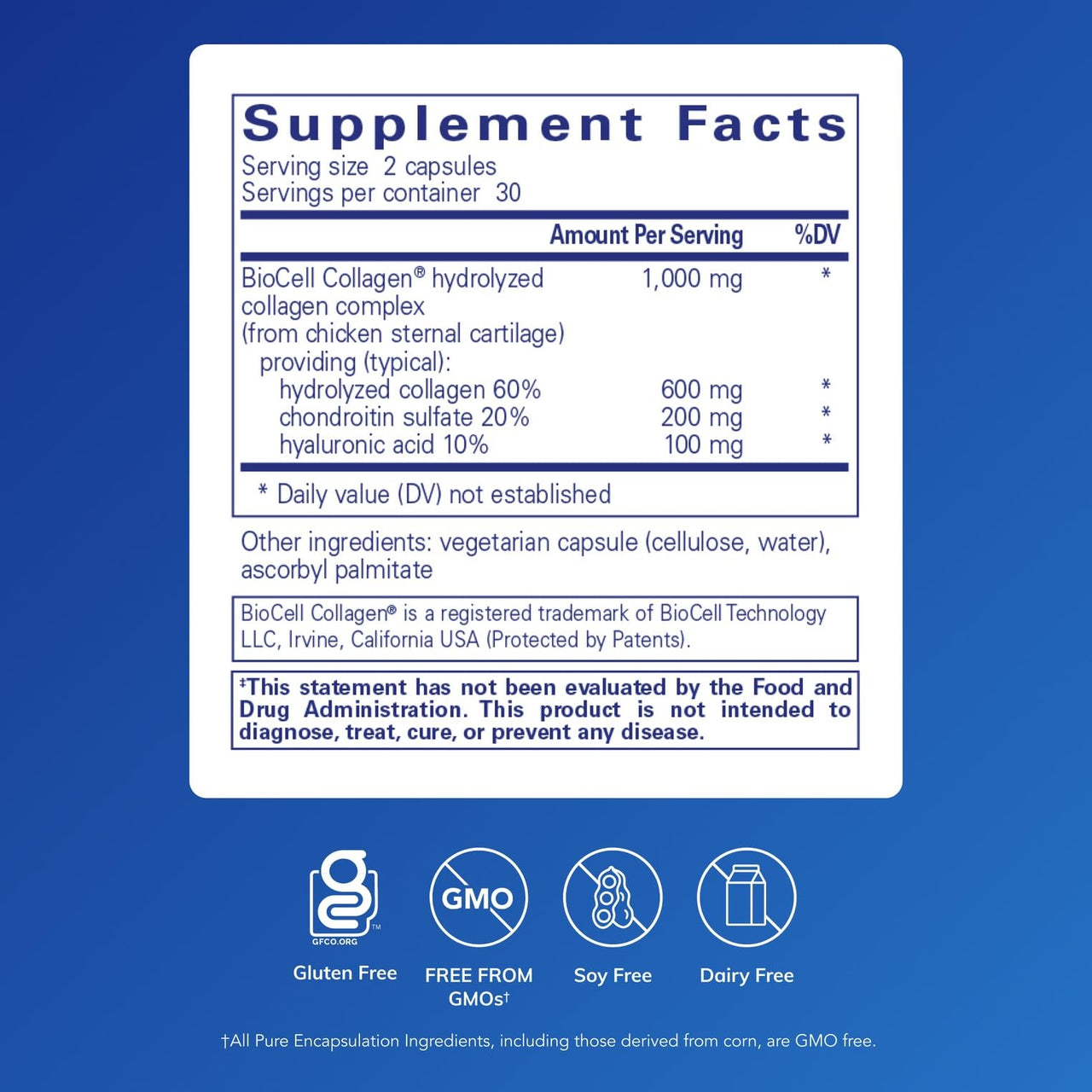 Pure Encapsulations Collagen JS - Skin & Joint Health* - 1,000 mg Hydrolyzed Biocell Collagen - Gluten Free & Non-GMO - 60 Capsules