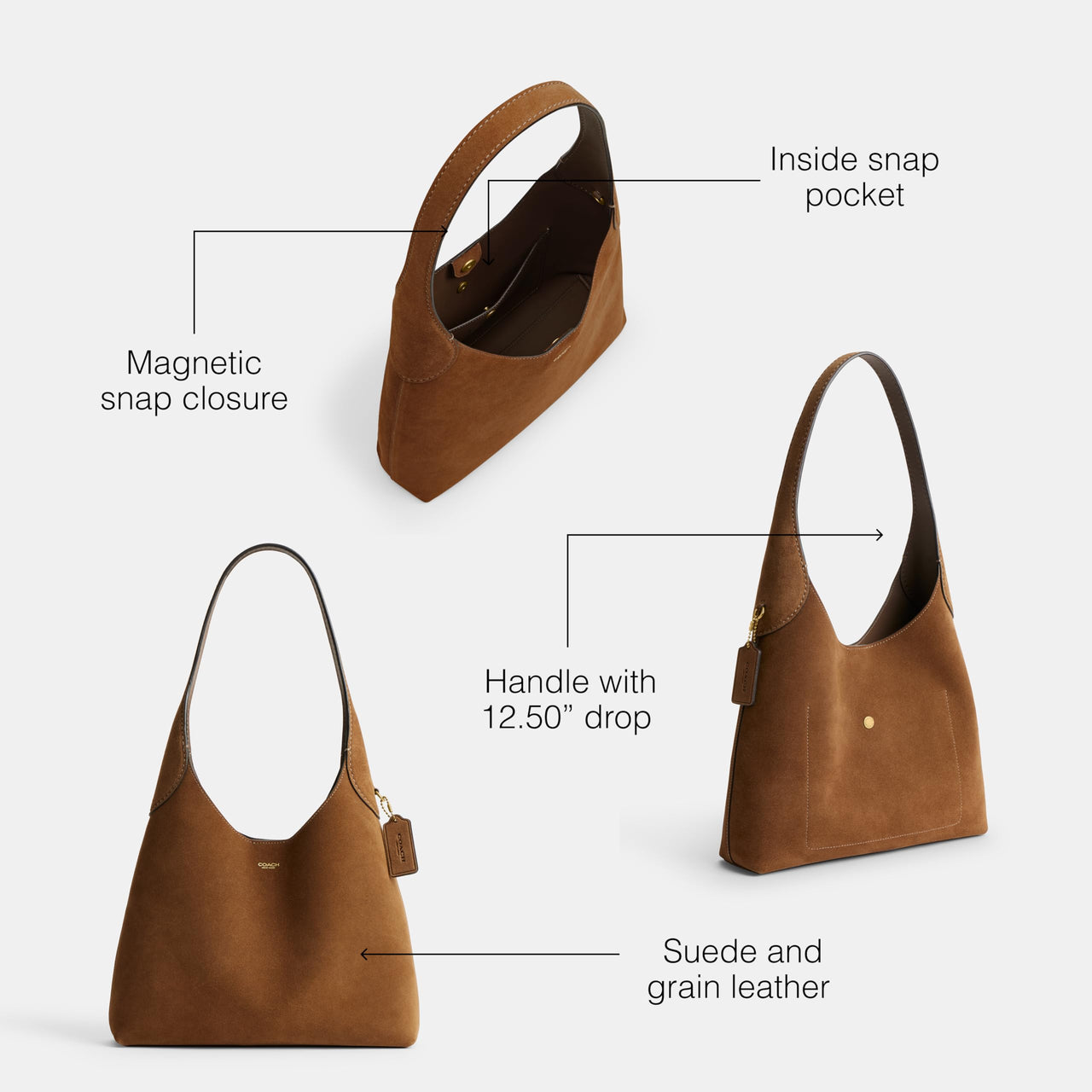 COACH Women's Suede Brooklyn Shoulder Bag 28, B4/Cedar, One Size