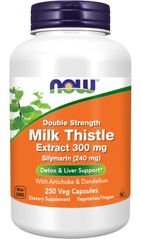 Thumbnail for NOW Foods Supplements, Silymarin Milk Thistle Extract 300 mg with Artichoke and Dandelion, Double Strength, Supports Liver Function*, 250 Veg Capsules (1)