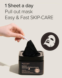 Thumbnail for Mary&May Premium Idebenone Blackberry Complex Essence Mask (20 Sheets) – Bamboo Charcoal Sheet, Daily Pull-Out Dispenser Korean Face Mask with Vitamin C, Panthenol & Ceramide for Hydrating Radiance
