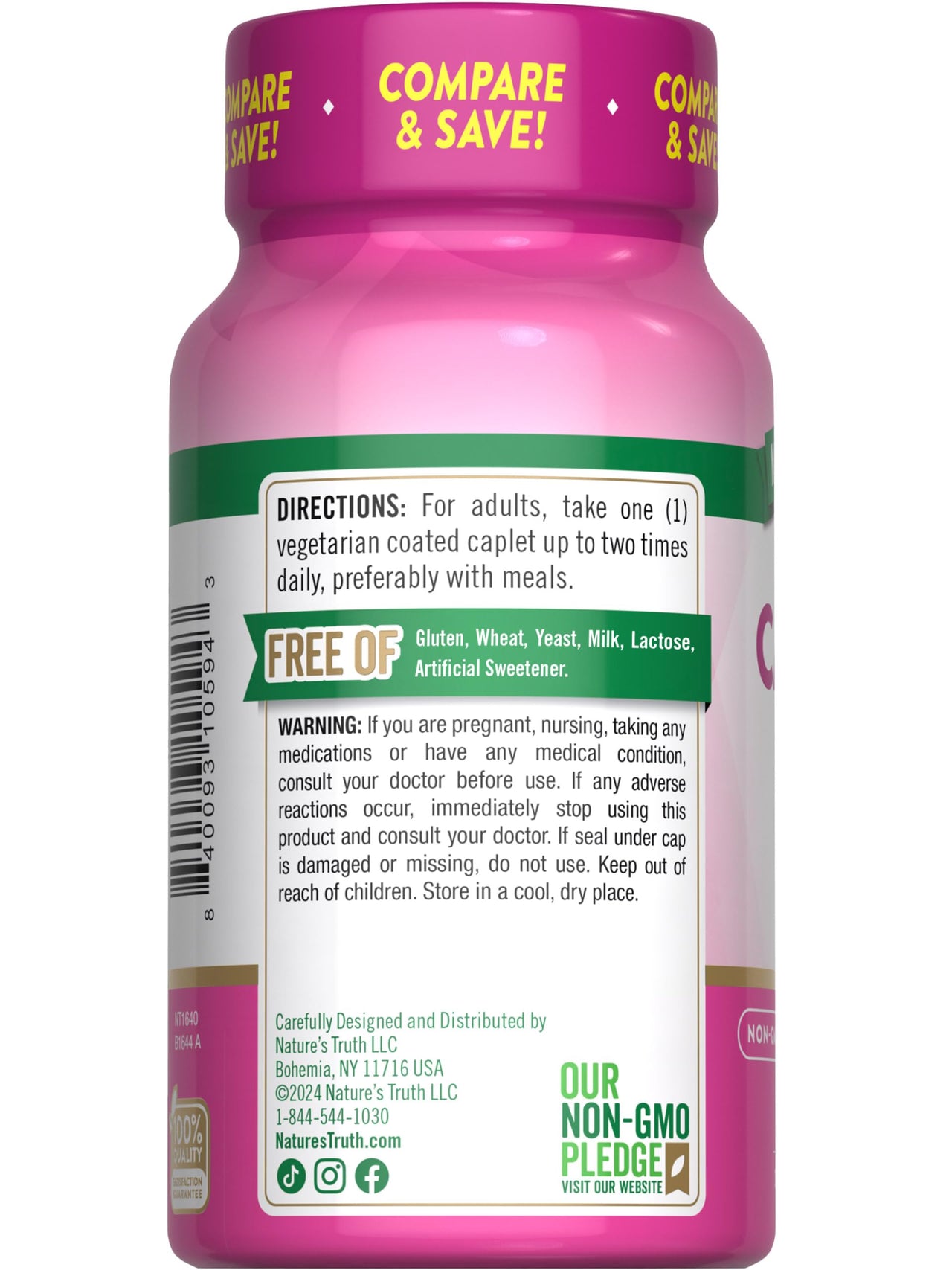 Nature's Truth Calcium 600 mg with Vitamin D3 | Coated Caplets | Calcium Carbonate | Vegetarian, Non-GMO & Gluten Free Supplement