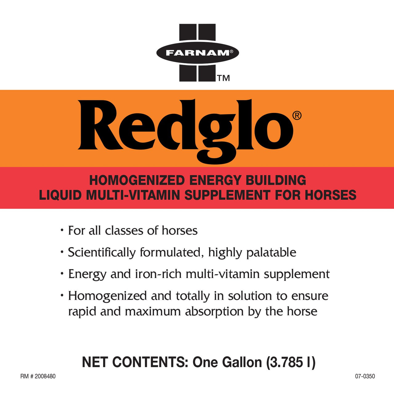 Farnam Redglo Liquid Multi-Vitamin Supplement for Horses, 1 gallon, 80121