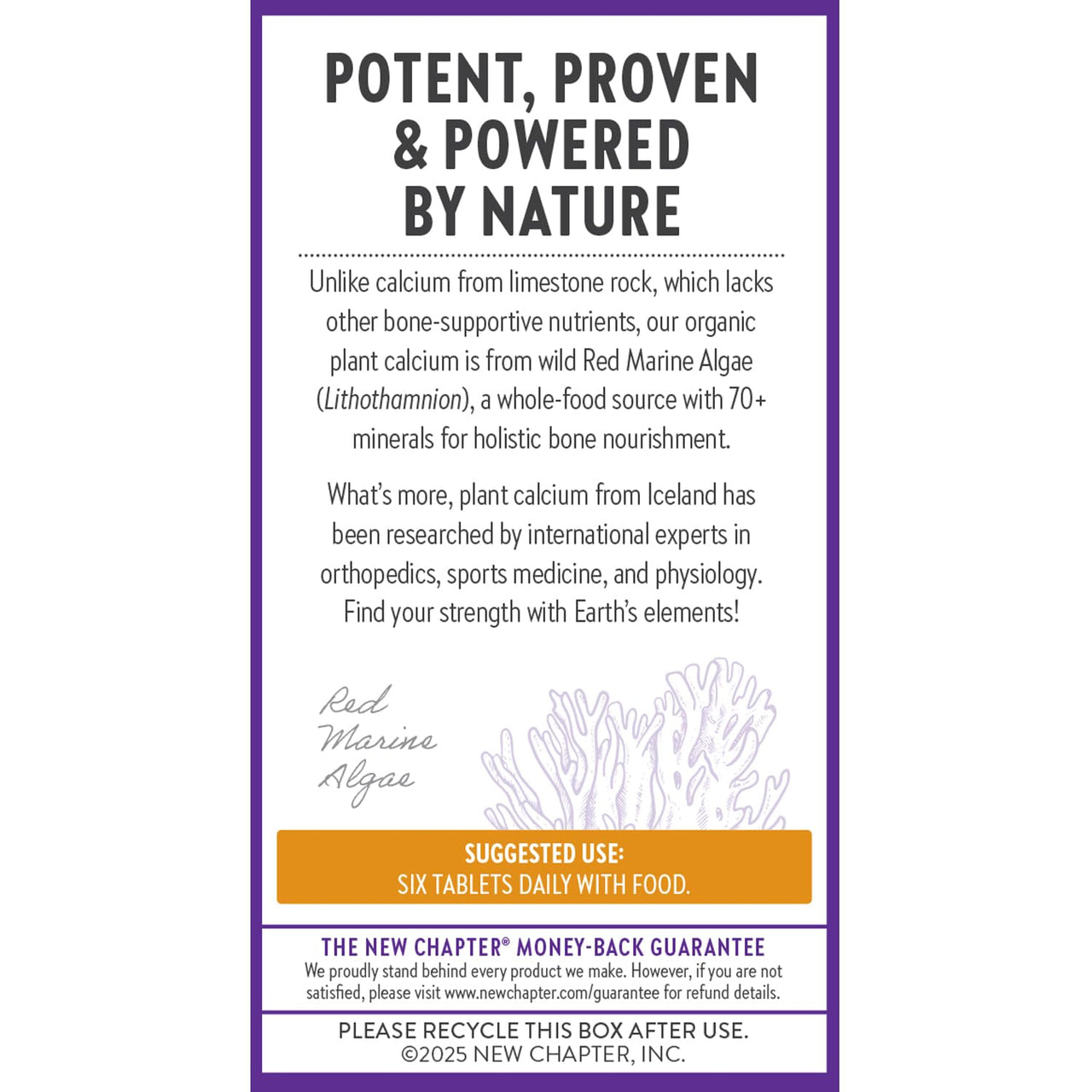 New Chapter Calcium Supplement - Bone Strength Tiny Tabs Plant-Based USDA Organic Calcium with Magnesium, Vitamin D3+K2, for Bone Health & Joint Mobility, Heart Support, 905 mg dose - 120 Tiny Tabs