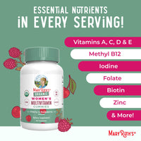 Thumbnail for MARYRUTH'S Multivitamin Gummies for Women Ages 14+ | Immune Support | Hair & Skin Health | Reproductive Health | Vitamin A C D E B6 B12 Biotin Zinc Iodine | Organic | Vegan | Non-GMO | 60 Count