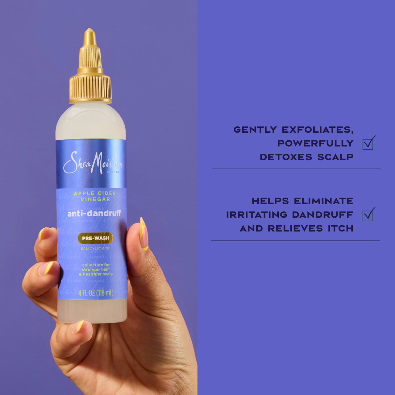SheaMoisture Anti-Dandruff Pre-Wash Apple Cider Vinegar & Salicylic Acid To Gently Exfoliate & Remove Flakes System for a Healthier Scalp 4 oz