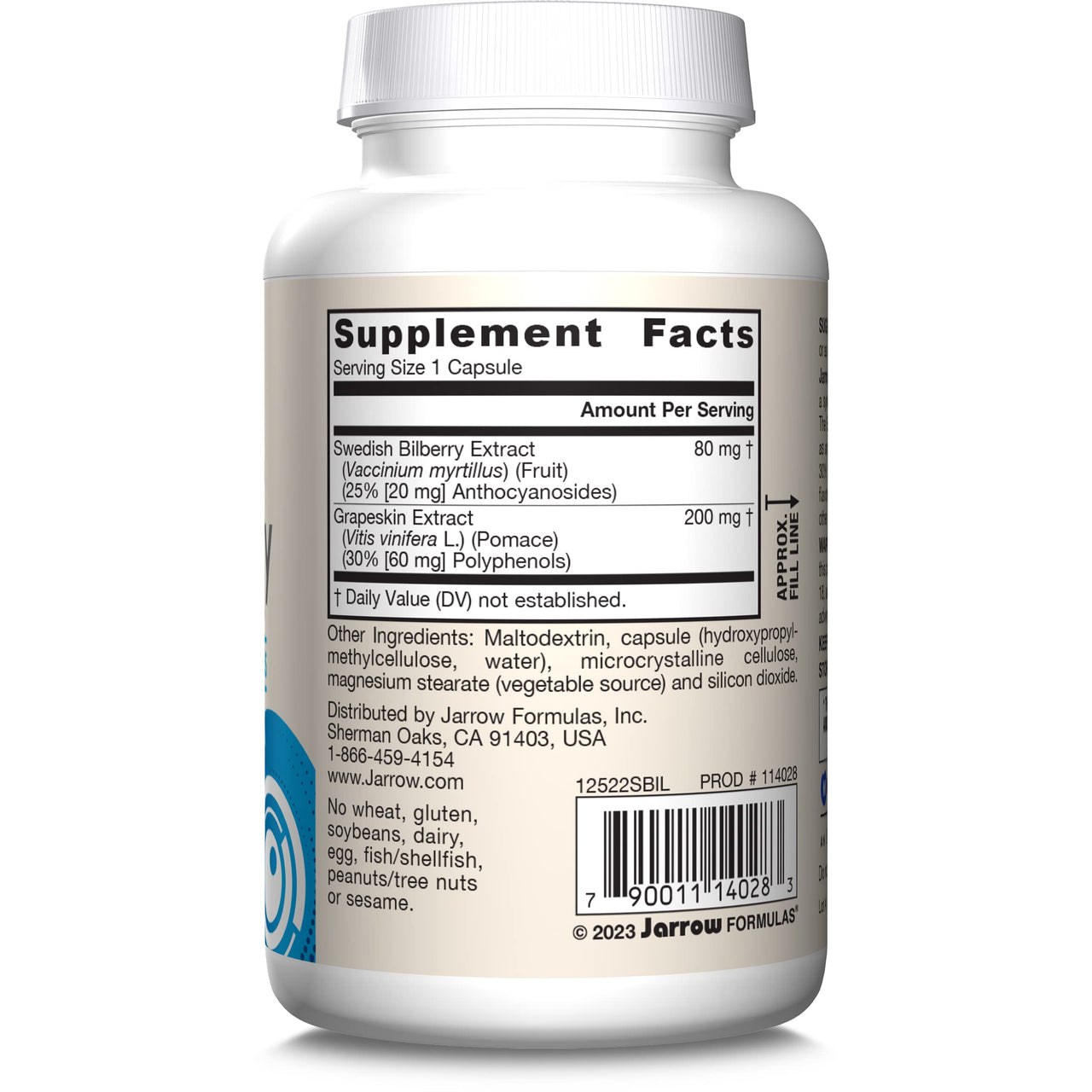 Jarrow Formulas Bilberry & Grapeskin Polyphenols Capsules - 120 Count - Bilberry Supplement for Eyes - Antioxidant Supplement - For Eye Health - Vegan - Non-GMO
