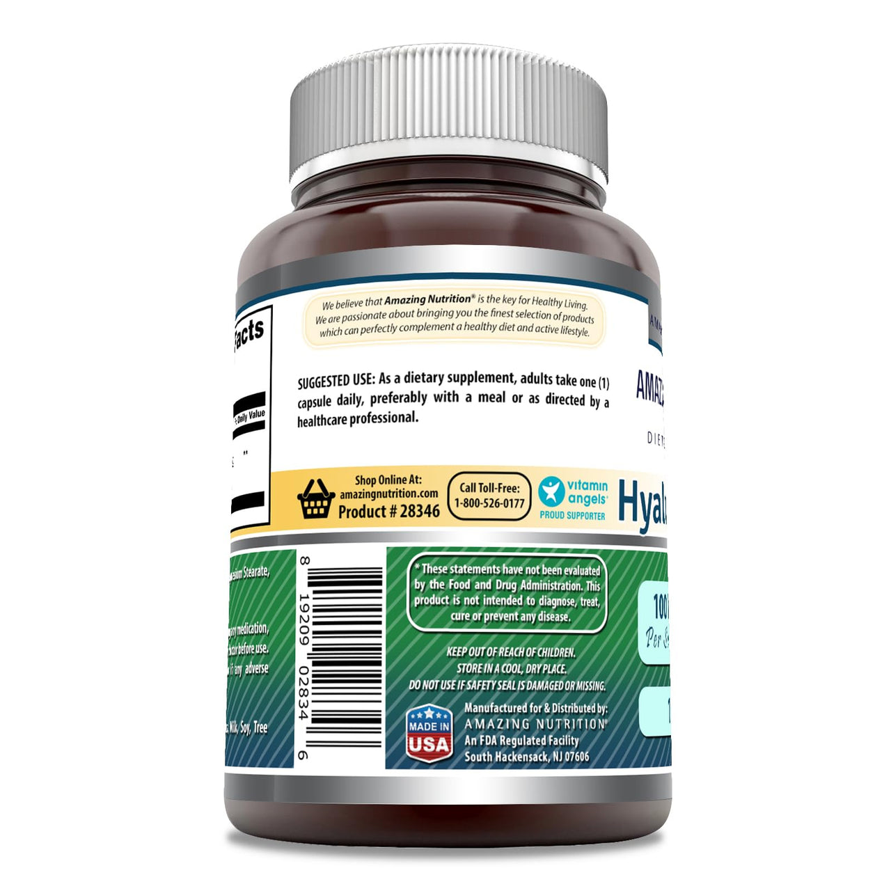 Amazing Formulas Hyaluronic Acid 100 Mg Supplement | Capsules | Non-GMO | Gluten-Free | Made in USA (1 Pack, 60 Count)