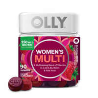 Thumbnail for OLLY Women's Multivitamin Gummy, Vitamins A, D, C, E, Biotin, Folic Acid, Adult Chewable Vitamin, Berry Flavor, 45 Day Supply - 90 Count