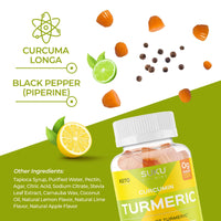 Thumbnail for SUKU Turmeric Curcumin Sugar Free Gummies with 1003mg of Turmeric - Black Pepper Protects Liver, Improves Digestion, Inflammation Response & Joint Health – Lemon Lime Flavour (50 Gummies)