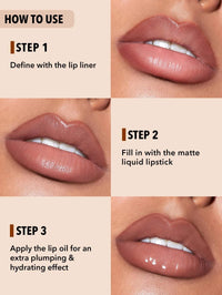 Thumbnail for SHEGLAM Soft 90'S Glam 3-In-1 Lip Liner Moisturizing Plant Extracts Long Lasting Liquid Lipstick Plumping Lip Gloss Makeup Set - Haute Cocoa