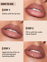 Thumbnail for SHEGLAM Soft 90'S Glam 3-In-1 Lip Liner Moisturizing Plant Extracts Long Lasting Liquid Lipstick Plumping Lip Gloss Makeup Set - Haute Cocoa
