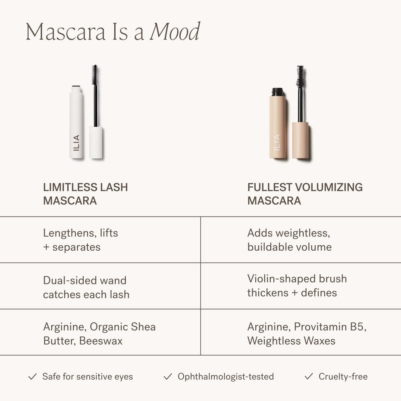 ILIA - Limitless Lash Mascara | Non-Toxic, Cruelty-Free, Lightweight & Nourishing, Flake + Smudge-Resistant, Black Mascara, Ophthalmologist-Tested, Safe For Sensitive Eyes
