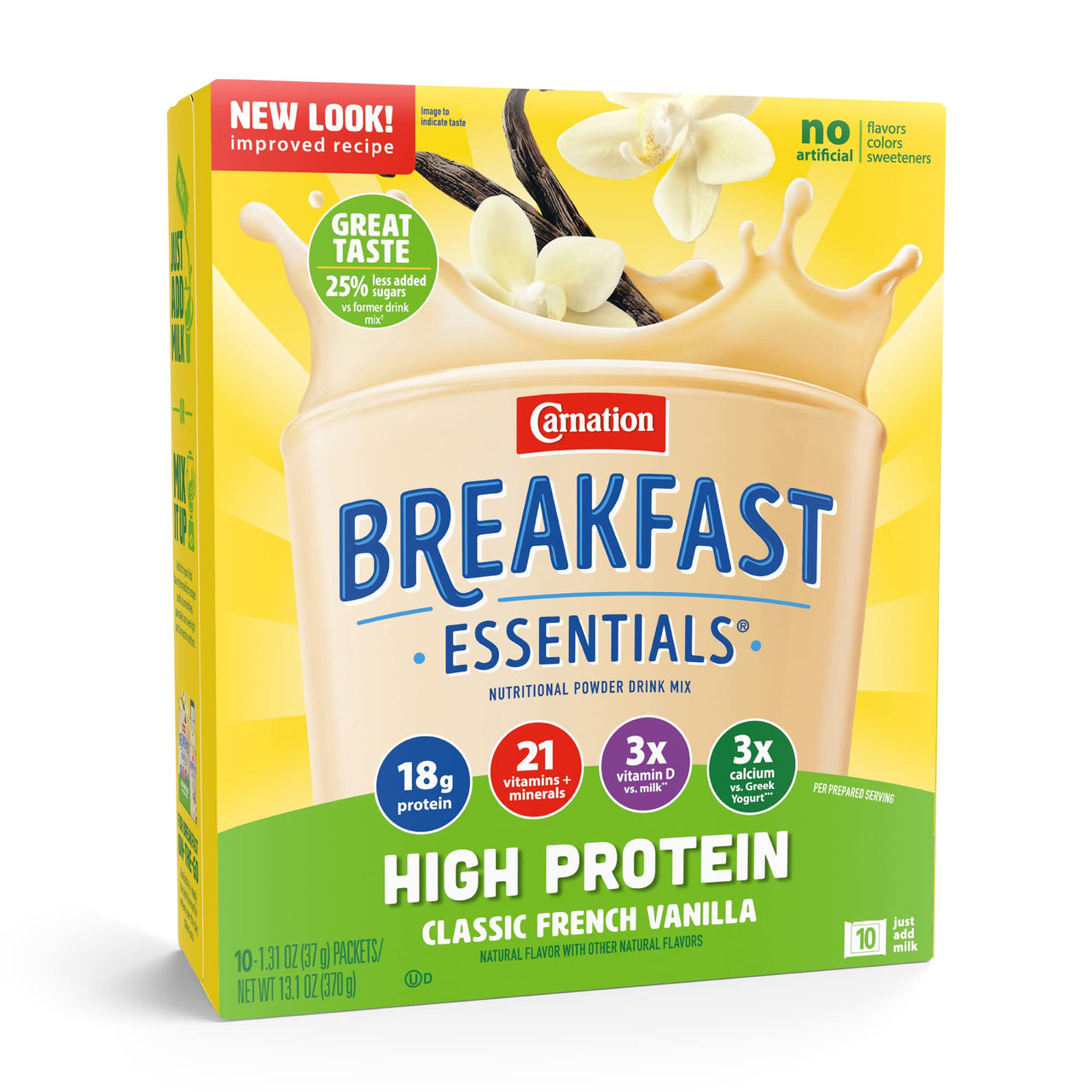 Carnation Breakfast Essentials High Protein Oral Supplement Classic French Vanilla Flavor 1.31 oz. Packet 60 Ct
