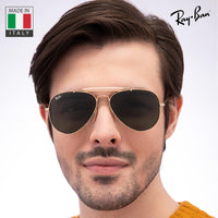 Thumbnail for Ray-Ban RB3030 OUTDOORSMAN Pilot Shaped Non-Polarized Sunglasses for Men & Women – Includes Official RAYBAN Eyewear Kit – Ideal Formal & Casual Wear Sunglasses – G-15 Green Lens