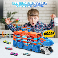 Thumbnail for VATOS Toddler Truck Toy - Ejection Folding Dinosaur Track, Portable Truck Car with 8 Race Cars, Best Gift Toy Cars Set for Toddlers 3 4 5 6 7 Years Old