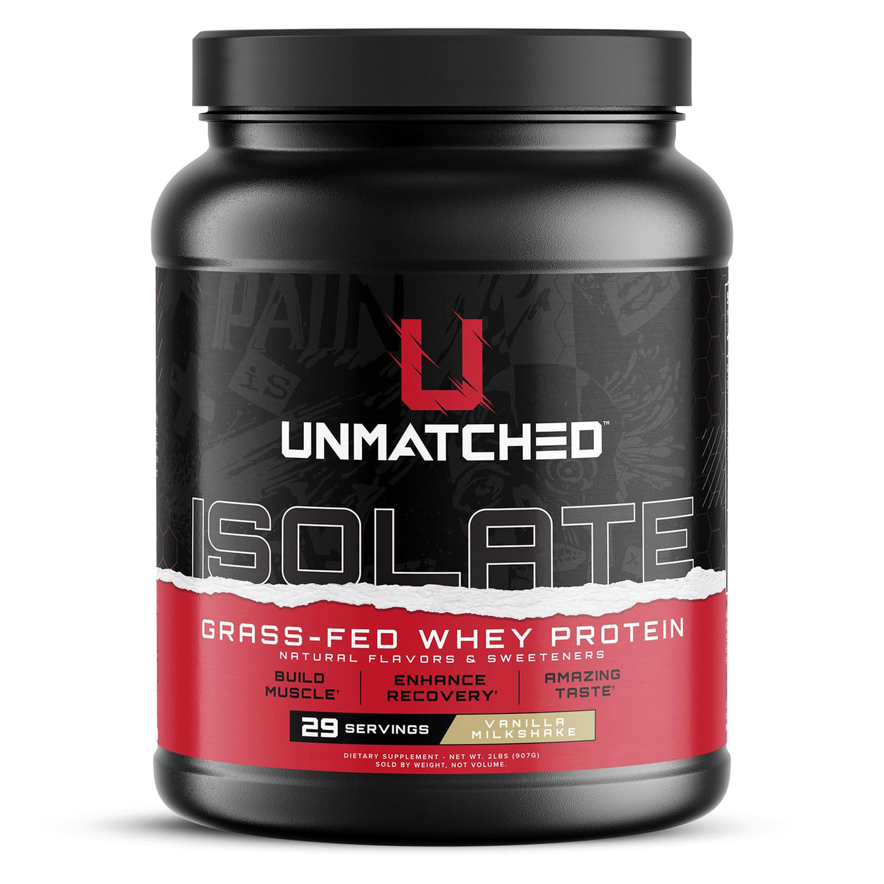 Unmatched Isolate Grass Fed Whey Protein | Muscle Build & Recovery | Gluten & Lactose Free | Natural Flavors & Sweeteners | 24g Protein | 29 Servings (Vanilla Milkshake)