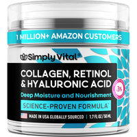 Thumbnail for SimplyVital Collagen, Retinol & Hyaluronic Acid Cream - Anti-Aging Face Moisturizer for Face, Firming Skin Care Neck & Décolleté - Made in USA, Daily Moisturizer Face Cream Day & Night - 1.7 fl.oz.