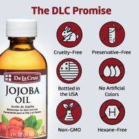Thumbnail for De La Cruz 100% Pure Cold-Pressed Golden Jojoba Oil - Organic Jojoba Oil for Hair and Skin - 2 FL OZ - 59 mL