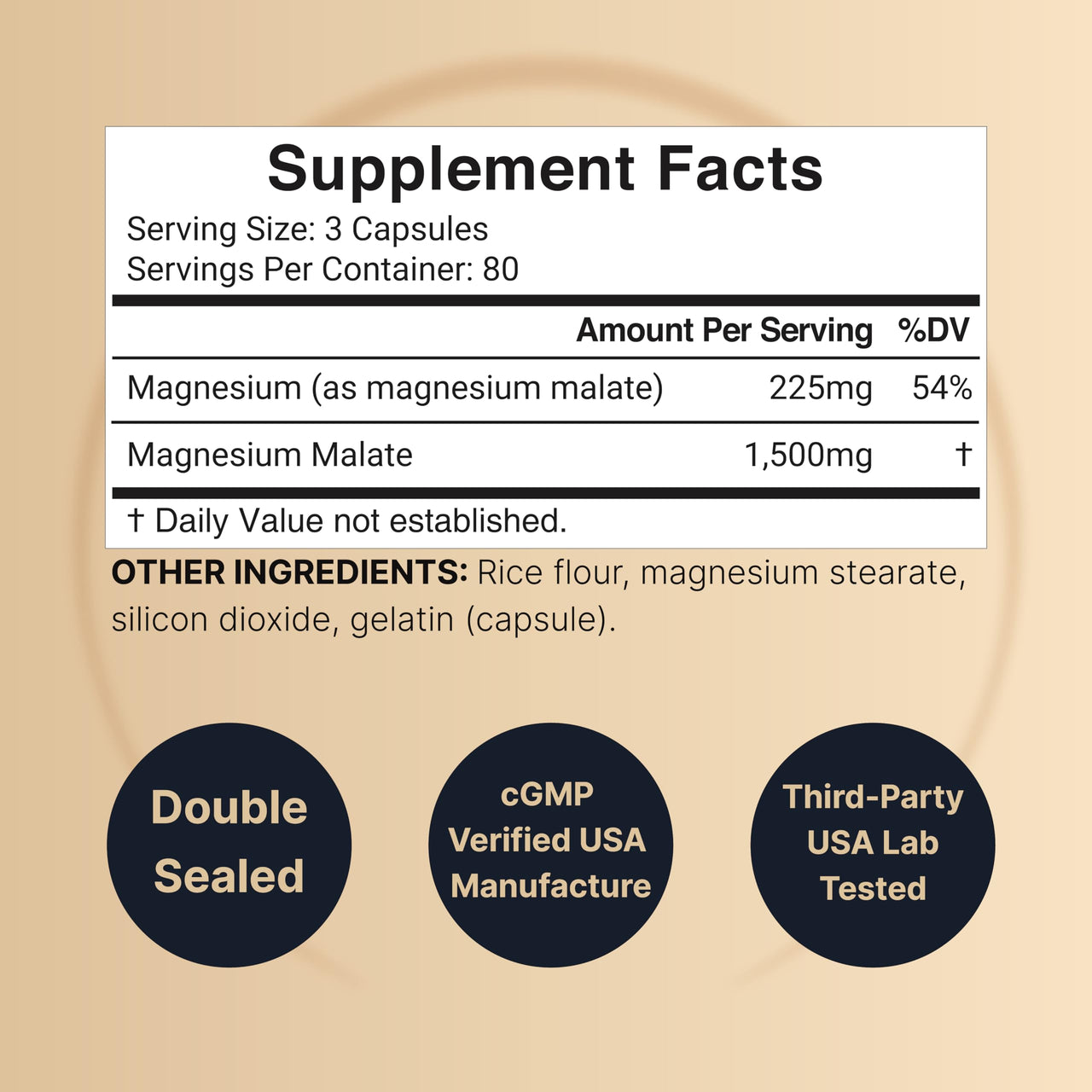 Magnesium Malate 1,500mg Per Serving, 240 Capsules | Chelated for High Absorption – Energy & Nervous Mineral Supplement – Non-GMO, Gluten Free