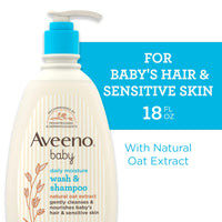 Thumbnail for Aveeno Baby Daily Moisture Gentle Body Wash & Shampoo with Oat Extract, 2-in-1 Baby Bath Wash & Hair Shampoo, Tear- & Paraben-Free for Hair & Sensitive Skin, Lightly Scented, 18 fl. oz