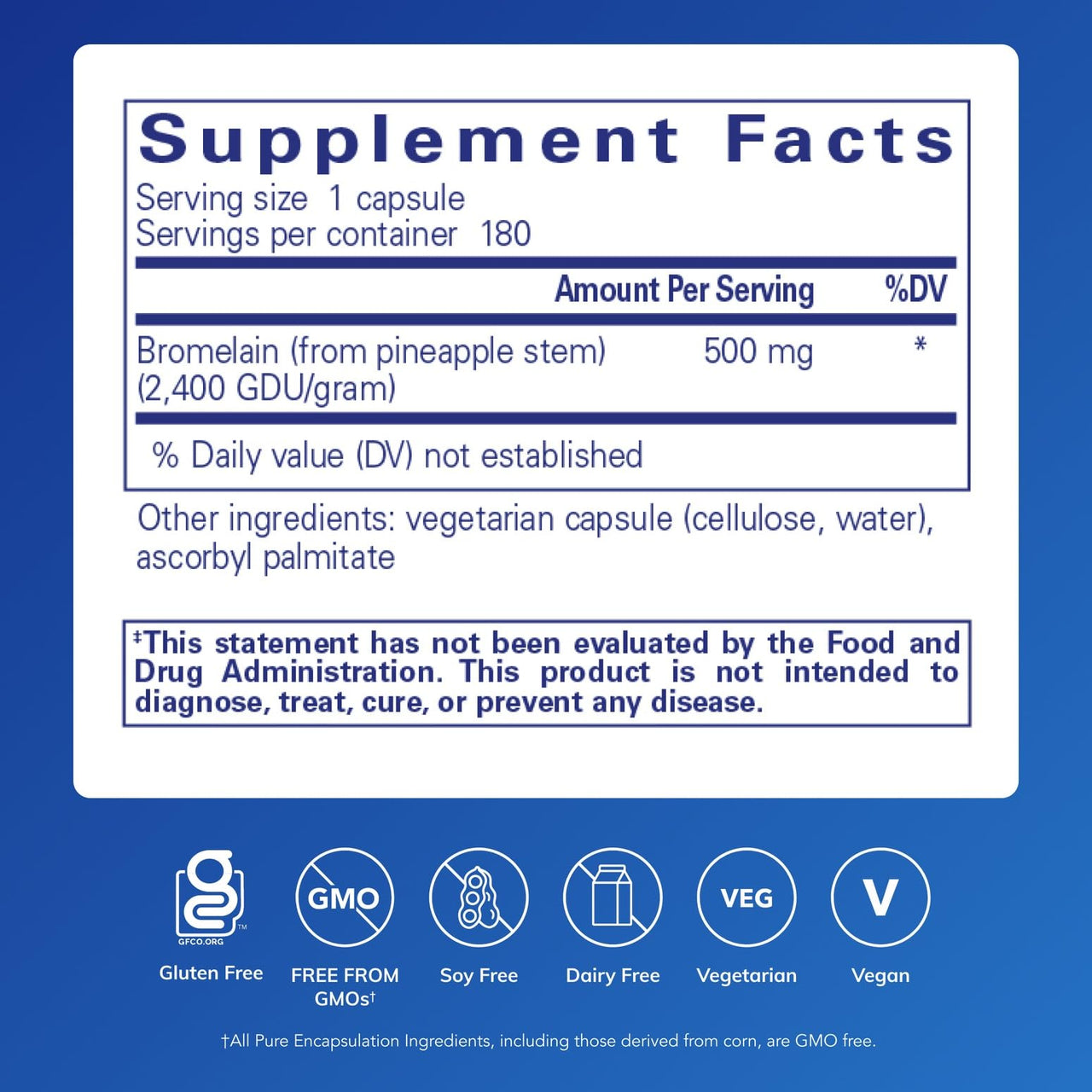 Pure Encapsulations Bromelain 2400 500 mg - for Digestive Support & Musculoskeletal Health - Supports Joints & Muscle Recovery* - Proteolytic Enzymes - Vegan - 180 Capsules