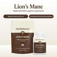 Thumbnail for Real Mushrooms Lion’s Mane Supplement Powder - Organic Lions Mane Extract - Functional Mushrooms with Verified Beta Glucans – Functional Blend – Non-GMO, Vegan with 150 Servings