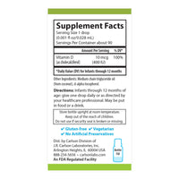 Thumbnail for Carlson - Baby's Plant-Based Super Daily D3, Baby Vegetarian Liquid Vitamin D Drops, 400 IU (10 mcg) per Drop, Sourced from Algae, for Infants and Toddlers, Unflavored, 90 Drops (2.54 mL)