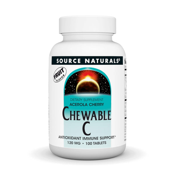 Source Naturals Chewable C, Acerola Cherry, Antioxidant Immune Support* - 120mg - 100 Fruit Flavored Tablets
