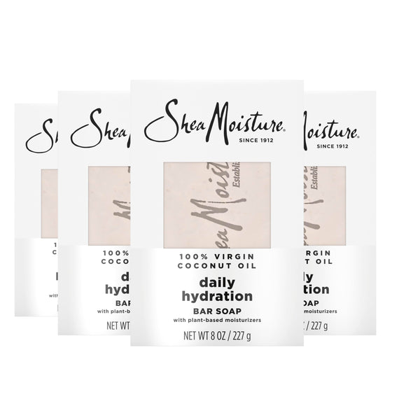 SheaMoisture Bar Soap Virgin Coconut Oil 4 count Nourish and Replenish Skin Daily Hydrating bar soap with 24h shea moisture nutrients for Healthy, Glowing Skin 8 oz