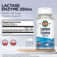 Thumbnail for KAL Lactase Enzyme 250 mg, Healthy Digestion Support for Lactose Intolerance, Liquid-Filled ActivGels Made Without Soy, 250 FCC Units, 30 Servings, 60 SoftGels