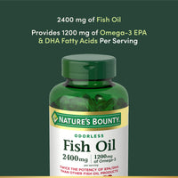 Thumbnail for Nature's Bounty Odorless Fish Oil, 1200mg Omega-3 per Serving Including EPA & DHA, Supports Heart Health, Purified to Eliminate Mercury, Coated Softgels, Gluten Free, No Shellfish, 90 Ct