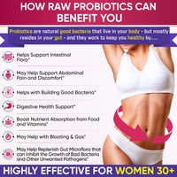 Thumbnail for Wholesome Wellness Dr. Formulated Raw Probiotics for Women 100 Billion CFUs Capsules with Prebiotics, Digestive Enzymes, Approved for Adults, Shelf Stable Supplement