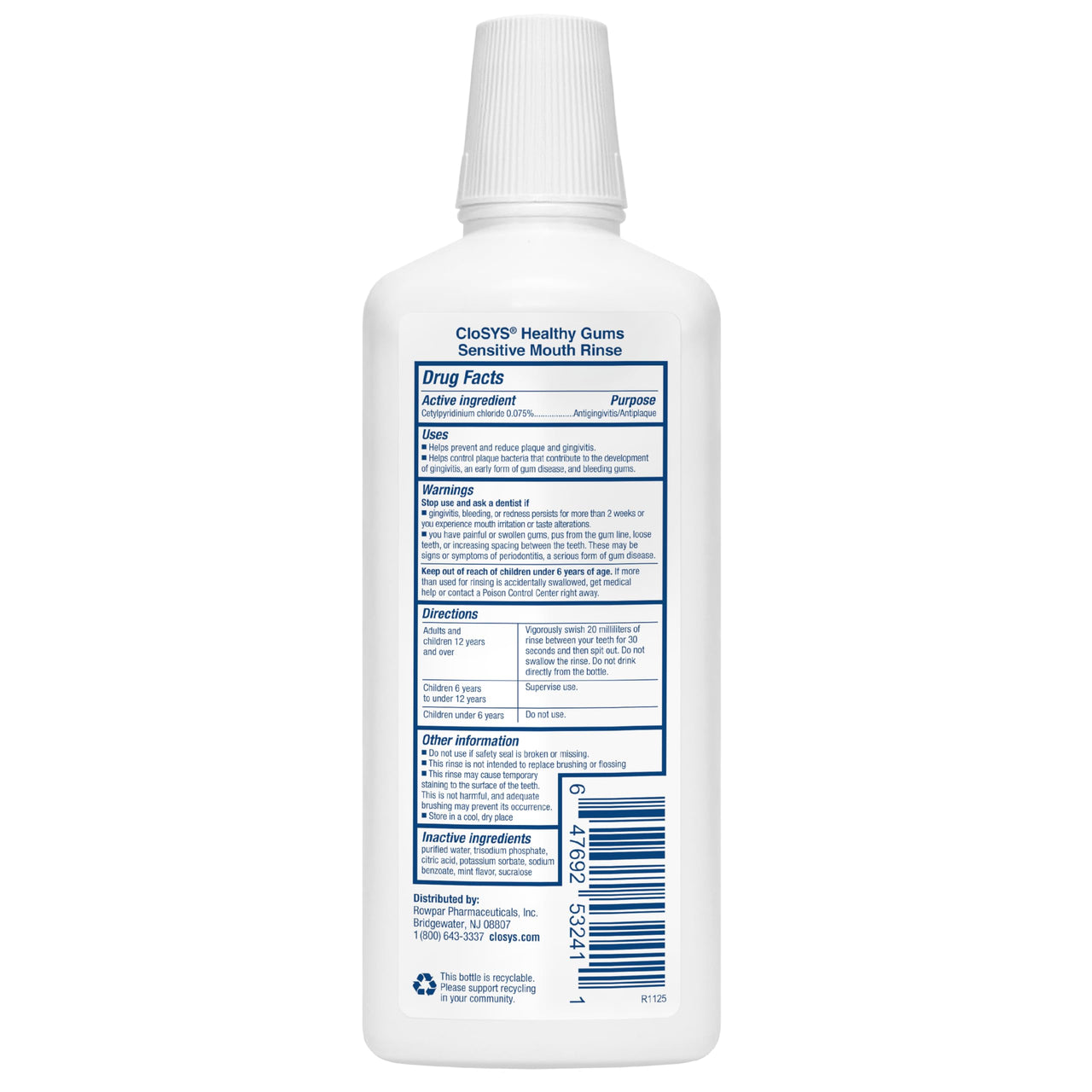CloSYS Healthy Gums Mouthwash 32 Fl Oz, Antiplaque, Anti-Gingivitis Mouthwash, Non-Burning, Non-Irritating