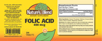 Thumbnail for Nature's Blend Folic Acid 400 mcg 400 mcg 250 Tabs