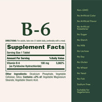 Thumbnail for Nature's Bounty Vitamin B6 100mg Tablets - Supports Energy Metabolism & Nervous System Health, 100 Ct
