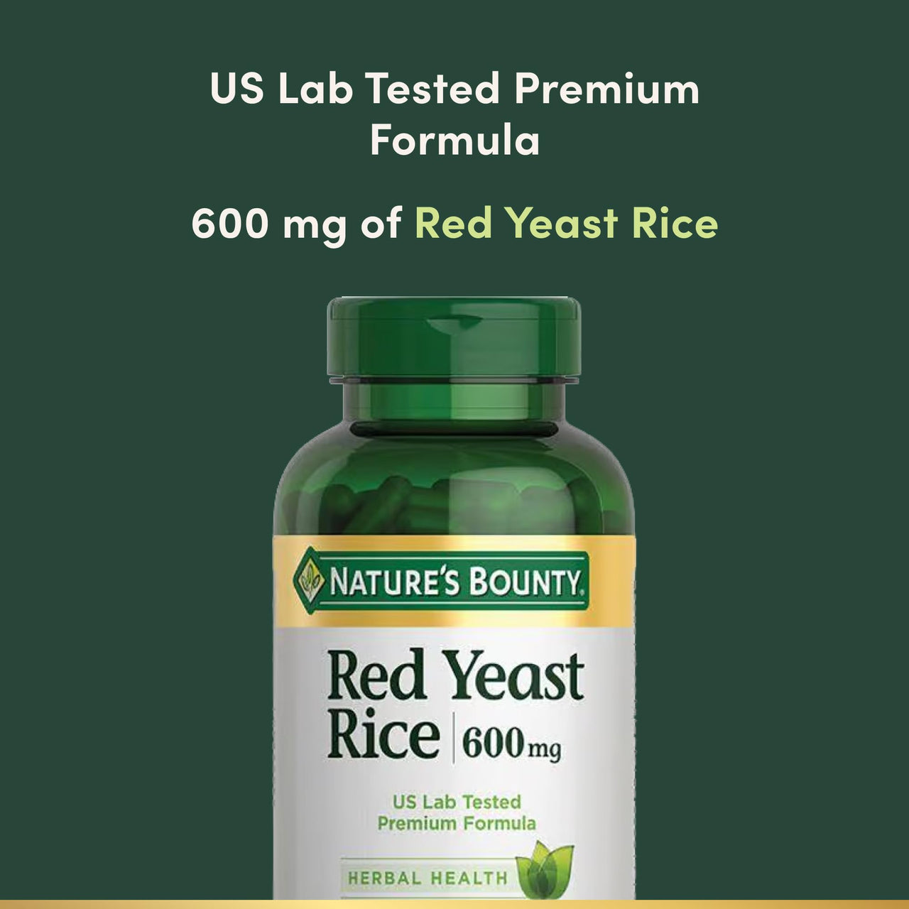 Nature's Bounty Red Yeast Rice Pills and Herbal Health Supplement, Dietary Additive, 600mg, 120 Capsules