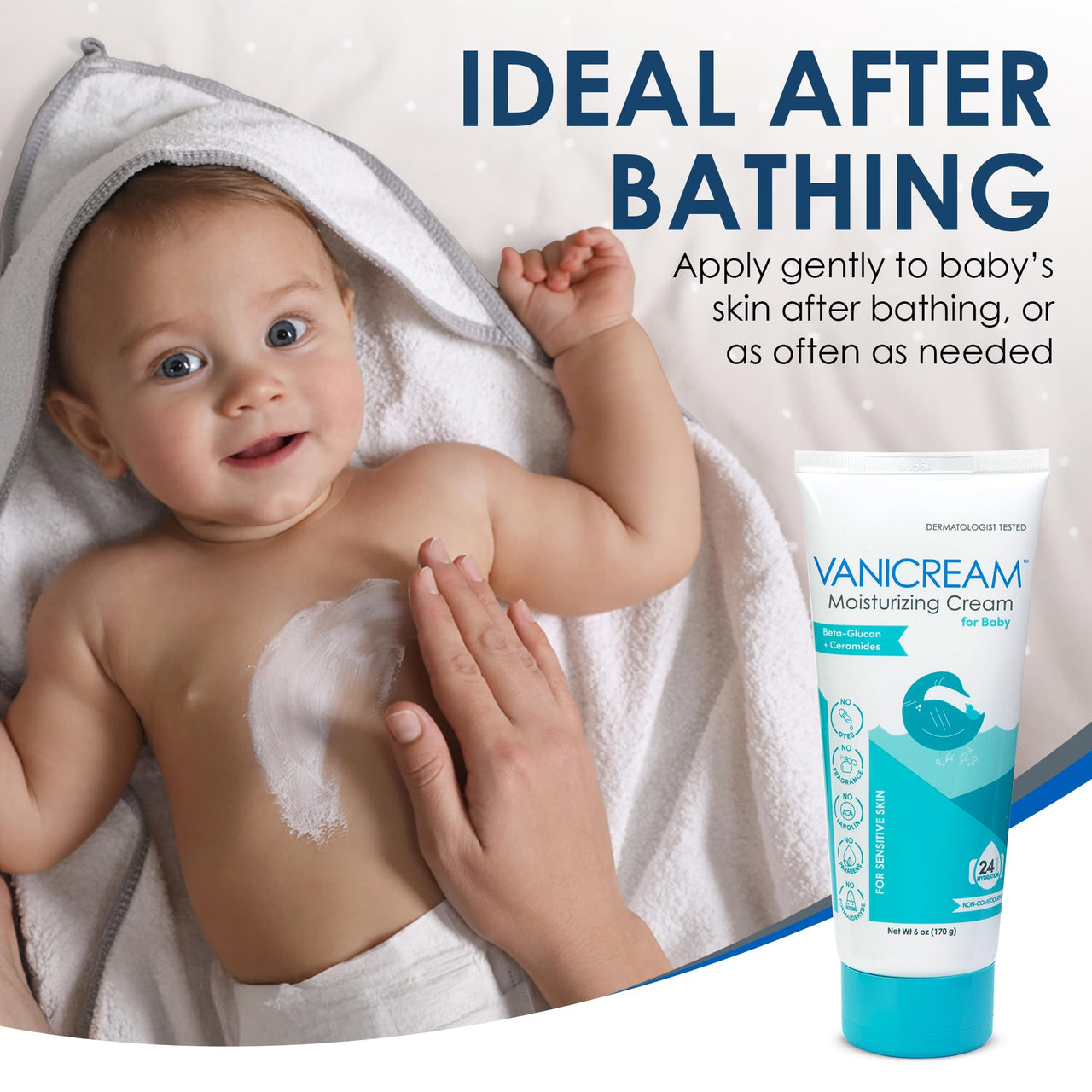 Vanicream Moisturizing Cream for Baby, 6 Oz, Gentle, Hydrating Baby Lotion with Beta-Glucan & Ceramides, Formulated without Common Irritants for Sensitive Skin, All Ages