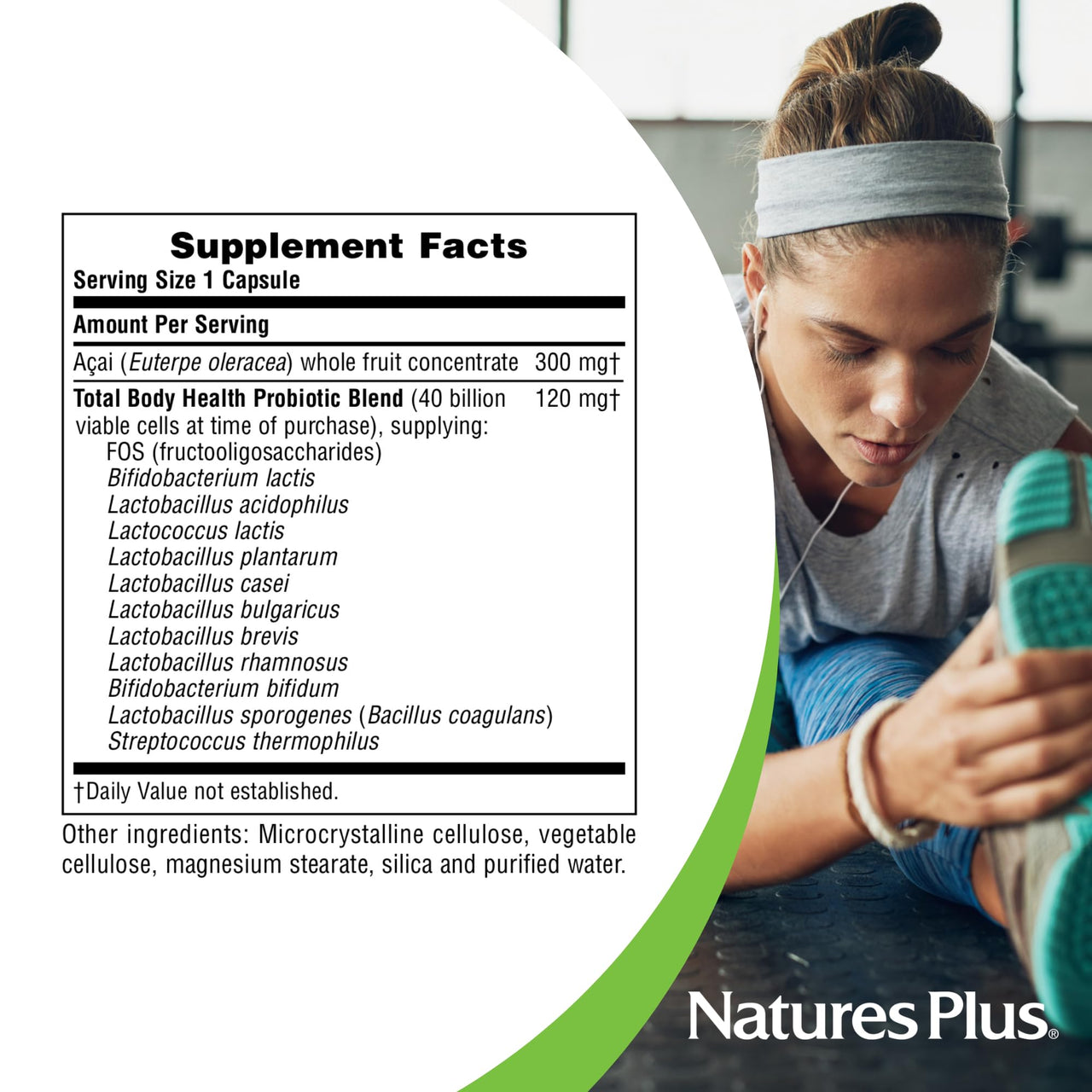 NaturesPlus Ultra Probiotics - 60 Vegan Capsules - Full Spectrum Total Body Support - Includes Prebiotic Acai - 60 Servings