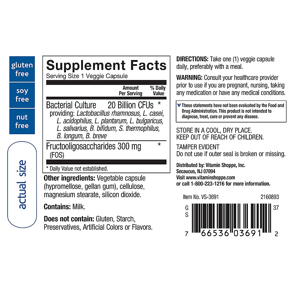 The Vitamin Shoppe Ultimate 10 Probiotic 20 Billion, Targeted Release, Supports Digestion, Immune and Intestinal Health (60 Veggie Capsules)