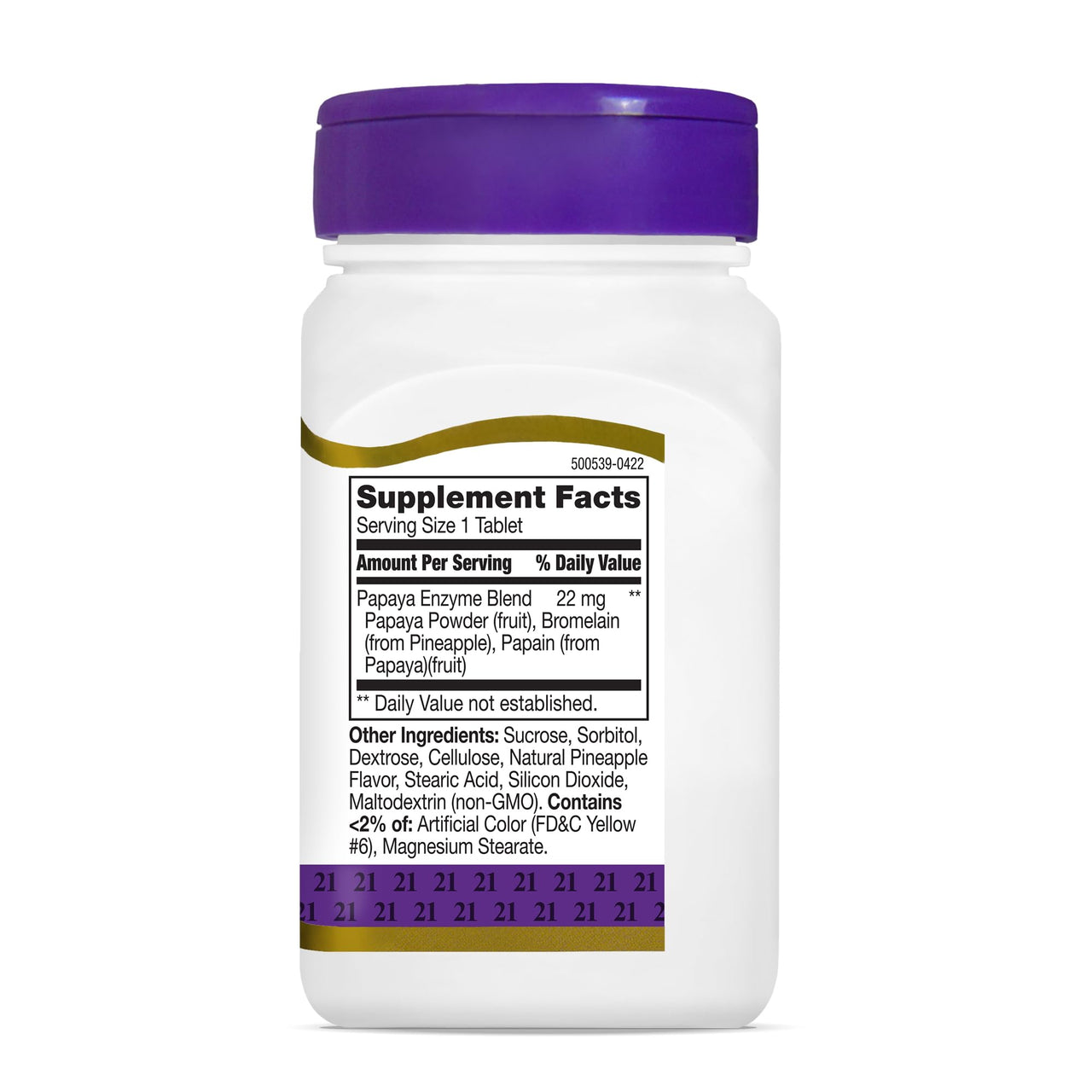 21st Century Papaya Enzyme Chewable (100 Count), Papaya & Pineapple Digestive Enzymes for Gut Health, Tropical Flavor, Non-GMO, Gluten-Free, No Added Salt, Artificial Flavors