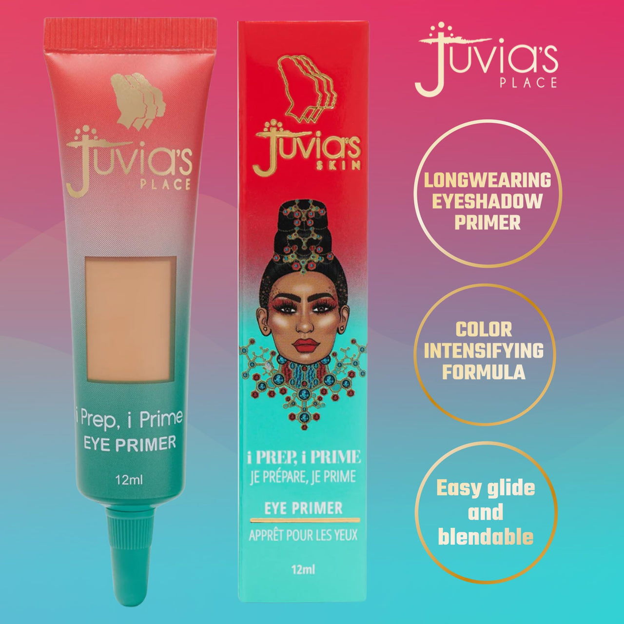 Juvia's Place i Prep, i Prime Eyeshadow Primer - Cream Base Eye, No Crease Eyeshadow, Eye Makeup Addition,Intensifying Glitter, Matte, Shimmer or Metallic Eyeshadow (Medium)
