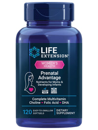 Thumbnail for Life Extension Prenatal Advantage, Women’s multivitamin, Baby Support, folic Acid, Choline, omega-3s, Vitamin C, D3, B1, B6, B12, zinc, niacin, Gluten Free, Non-GMO, 120 softgels