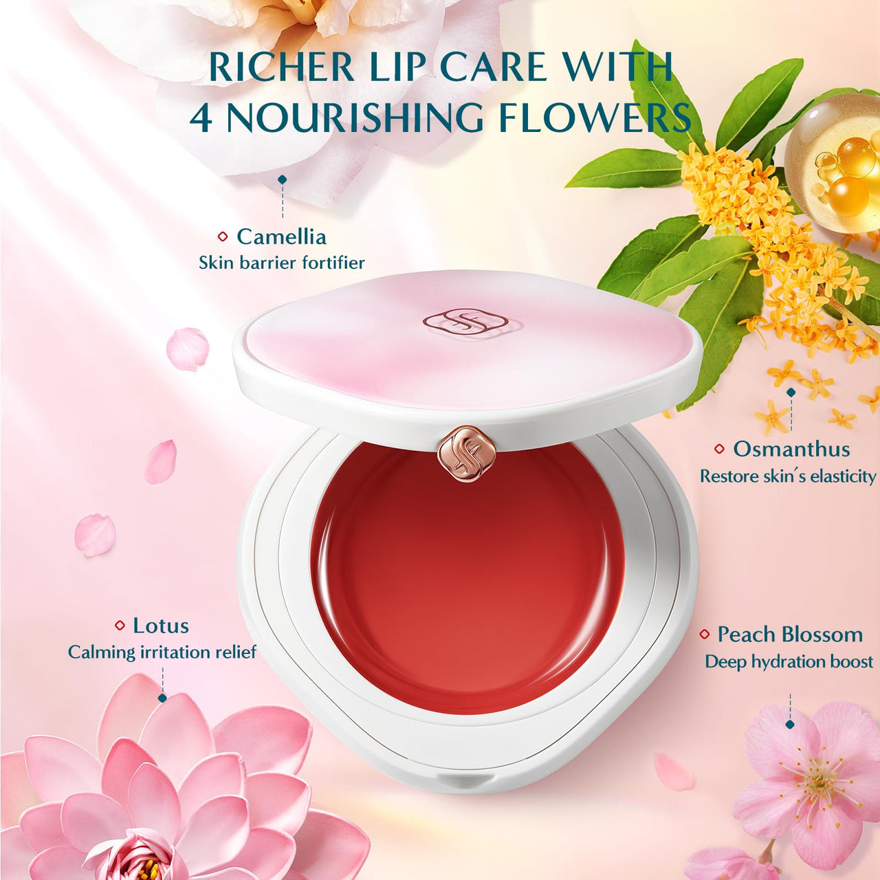 FLORASIS Dewy Touch Tinted Lip Balm Lip Mask Lip Balms for Dry Lips (02 Sunburst Lotus, 1 Count)