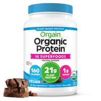 Thumbnail for Orgain Organic Vegan Protein + 50 Superfoods Powder, Creamy Chocolate Fudge - 21g Plant Based Protein, 9g Prebiotic Fiber, No Lactose, Gluten Free, No Added Sugar, 2.02 lb (Packaging May Vary)