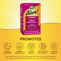 Thumbnail for Nature's Way Alive! Women's Daily Ultra Multivitamin, High Potency Formula, Promotes Energy Metabolism and Muscle Function*, with Methylated B12, 60 Tablets (Packaging May Vary)