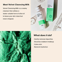 Thumbnail for Stratia Velvet Cleansing Milk - Gentle Cream Face Cleanser, Moisturizing & Non-Foaming with Chamomile, Olive Oil & Aloe Vera, 8 Fl Oz