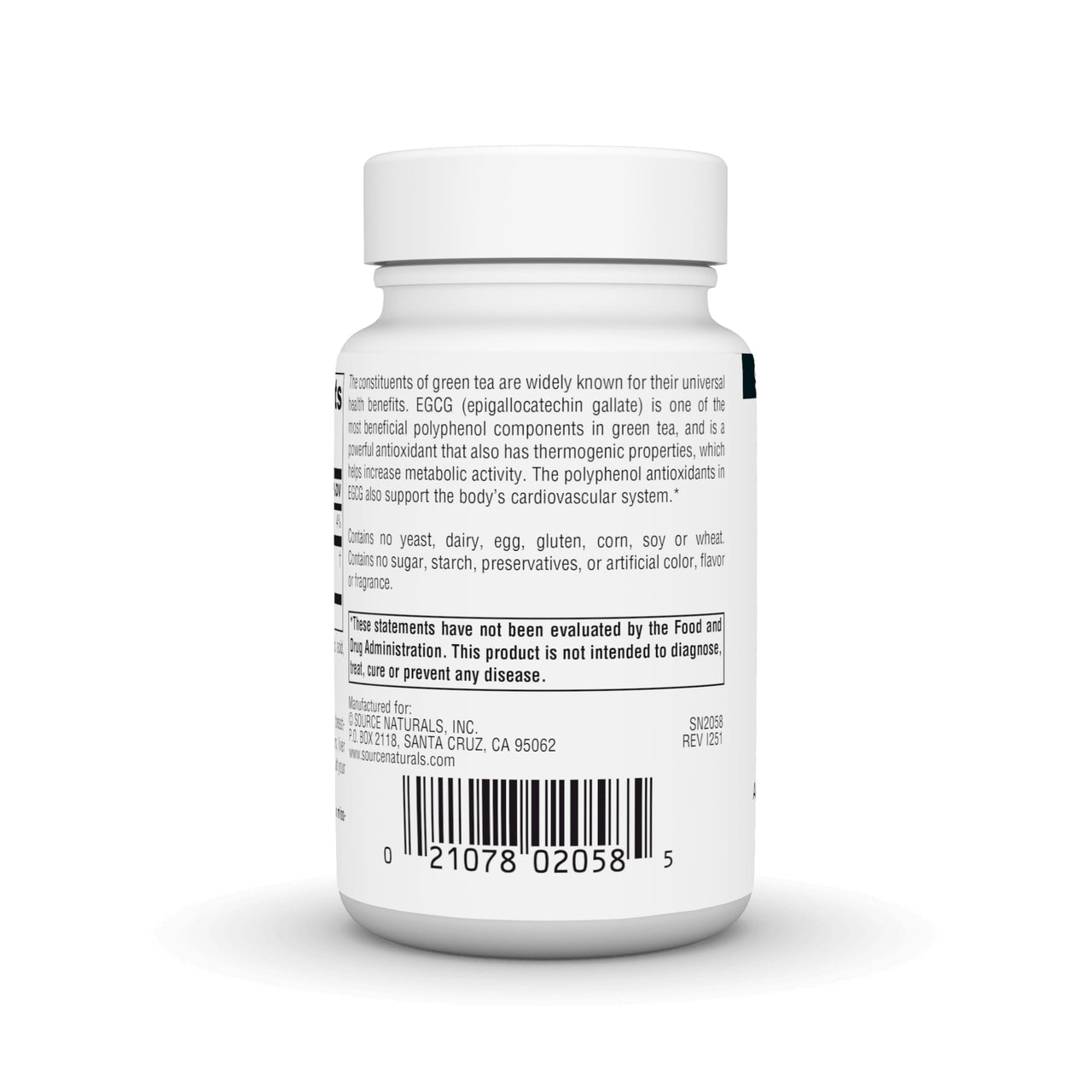 Source Naturals EGCG, Antioxidant and Thermogenic Activator from Green Tea*, 350mg - 60 Tablets