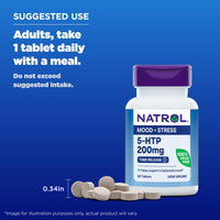 Thumbnail for Natrol 5-HTP 200mg Dietary Supplement to Support a Balanced Mood, 60 Time Release Tablets, 60 Day Supply