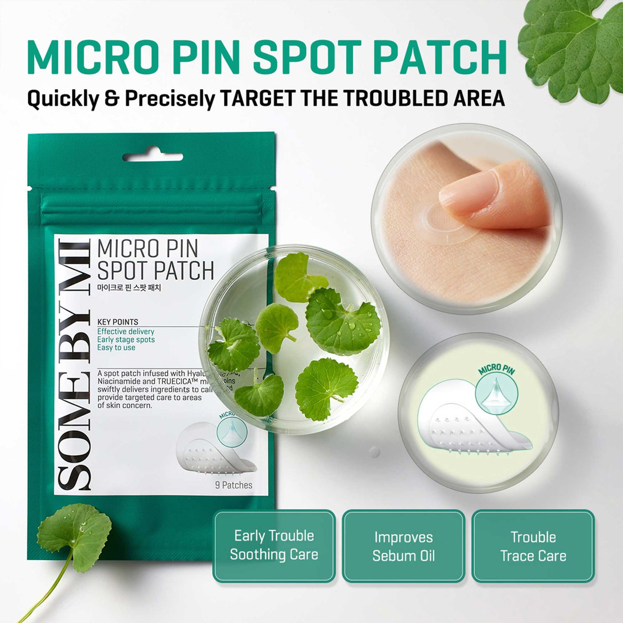 SOME BY MI Micro Pin Spot Patch - Pack of 1, 14mm 9 Counts - Microneedle Hydrocolloid Pimple Patch with Salicylic and Hyaluronic Acid - Skin Troubles Care Focused Spot Cover - Korean Skin Care