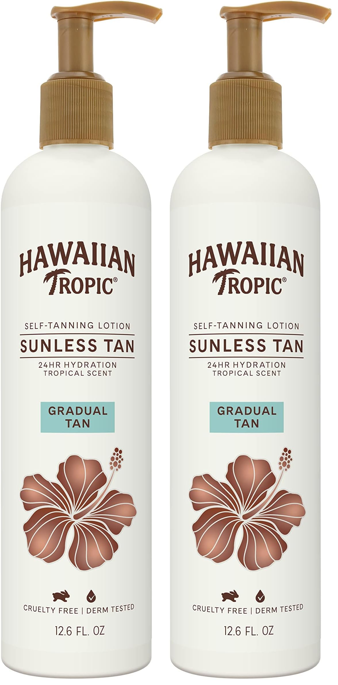 Hawaiian Tropic Sunless Tan Gradual Tanning Lotion, 12.6oz | Gradual Tan Self Tanning Lotion, Sunless Tanner, Hawaiian Tropic Tanning Lotion, 12.6oz (Pack of 2)